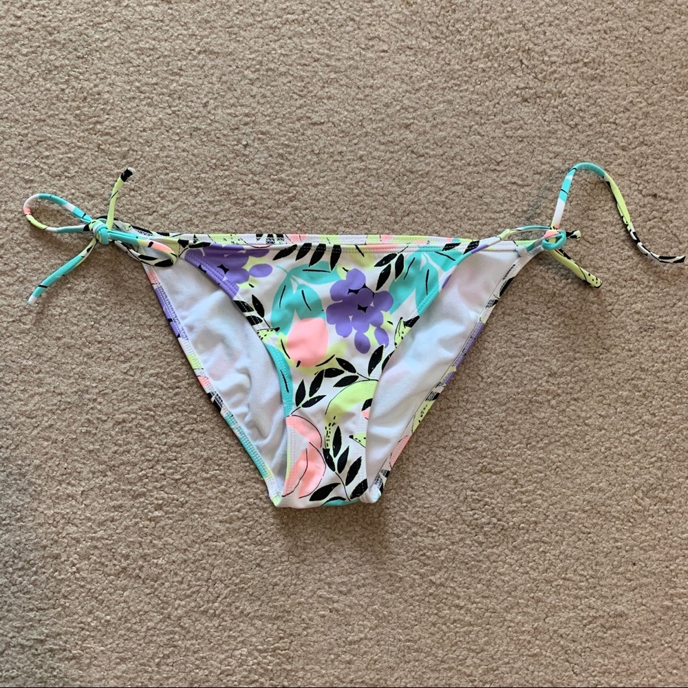 Floral side tie swim bottom
